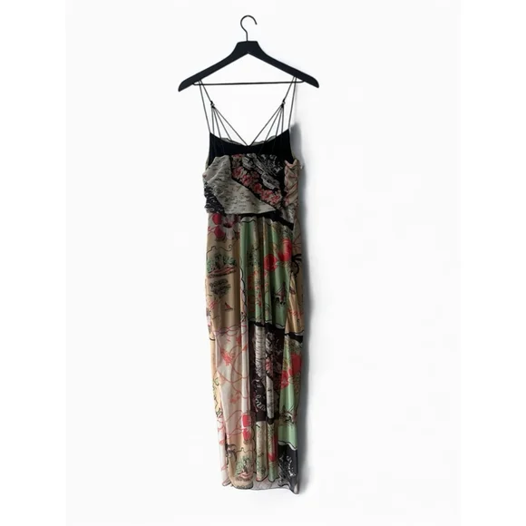 Urban Outfitters Map Print Cowl Neck Slip Midi Dress California Theme M - Picture 7 of 11